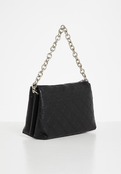 MANGO - Chains engraved bag - black