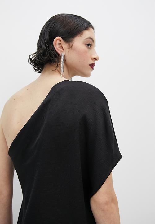 VELVET - Satin off shoulder draped blouse - black