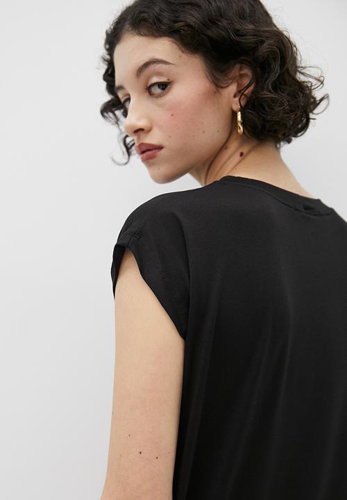 Superbalist - Side ruched column tee dress - black