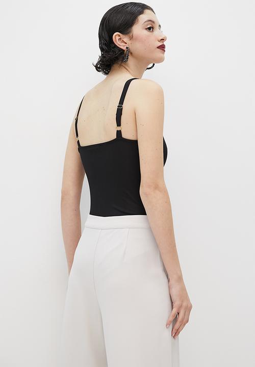 VELVET - Knit corset bodysuit - black
