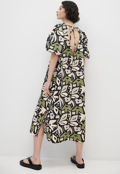 Superbalist - Balloon Sleeve Midi - cutout floral leaves