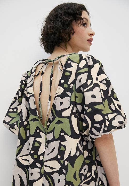 Superbalist - Balloon Sleeve Midi - cutout floral leaves
