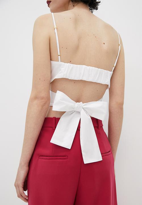 VELVET - Crossover bralette with bow back - white
