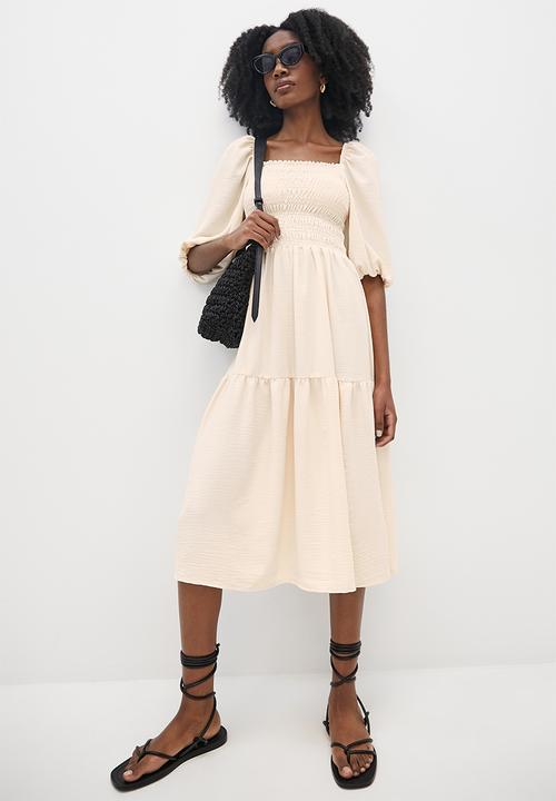 Superbalist - Shirred midi dress - white swan