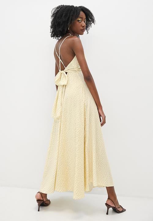 VELVET - Cross over tie back midi dress -  ecru