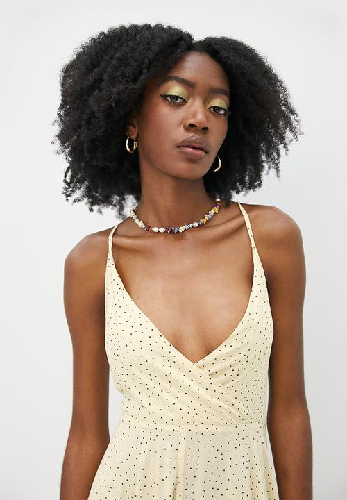 VELVET - Cross over tie back midi dress -  ecru