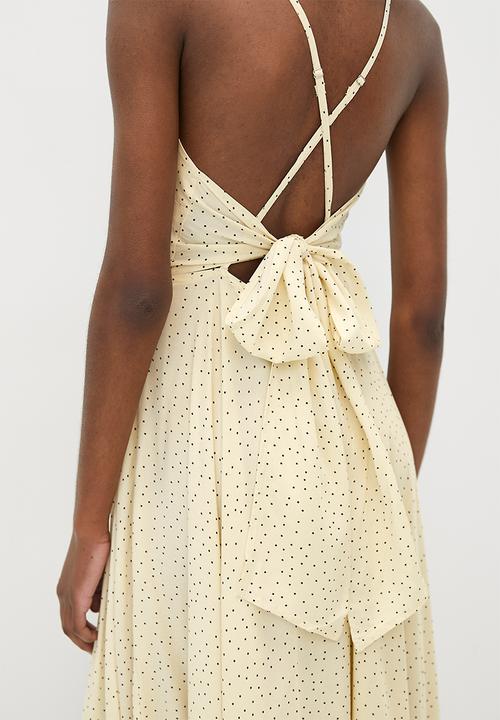 VELVET - Cross over tie back midi dress -  ecru