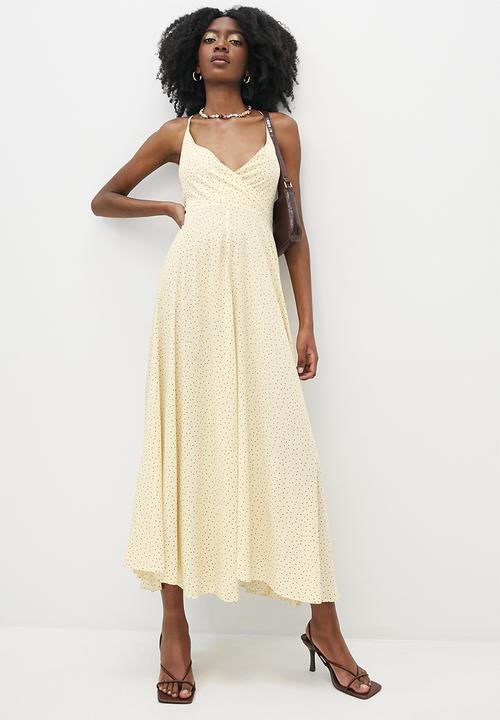 VELVET - Cross over tie back midi dress -  ecru