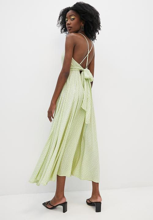 VELVET - Cross over tie back midi dress -  mint