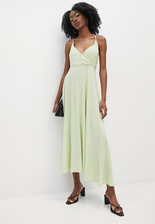 VELVET - Cross over tie back midi dress -  mint