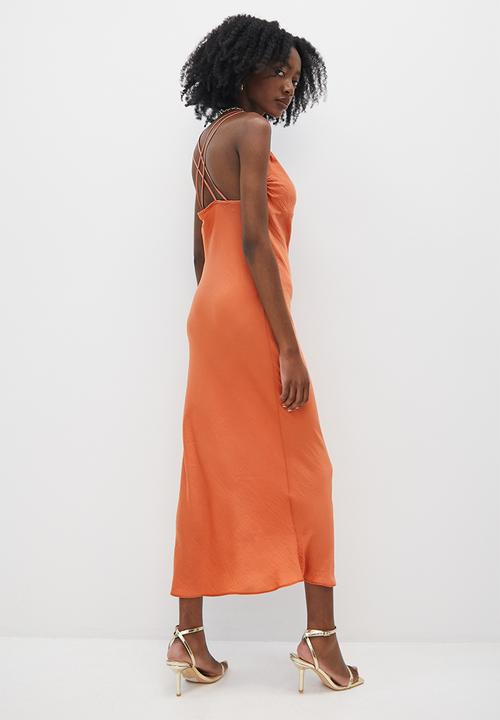 VELVET - Strappy cowl slip dress  - copper coin