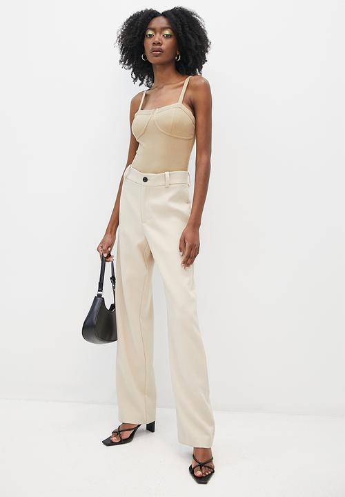 VELVET - Knit corset bodysuit - latte