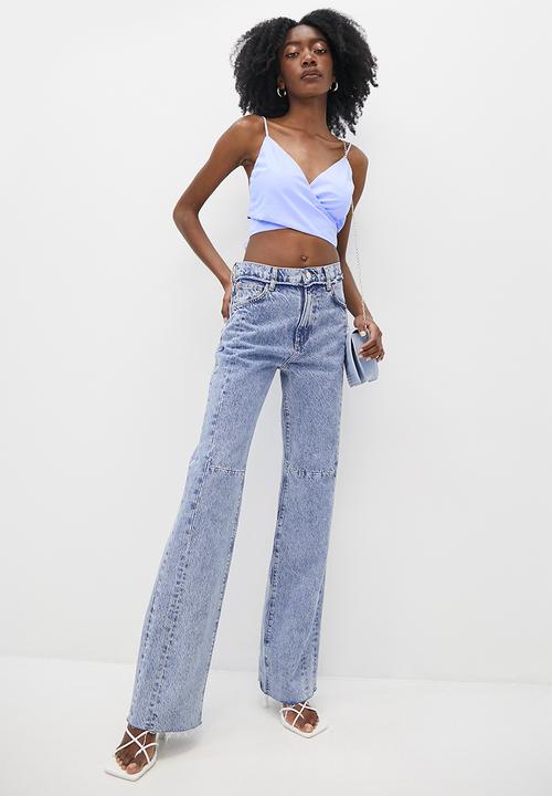 VELVET - Crossover bralette with bow back - pale blue