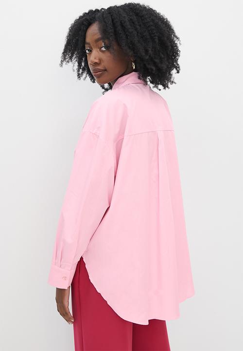 VELVET - Oversize luxe woven shirt - pink