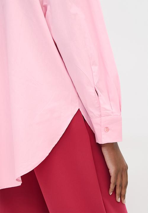 VELVET - Oversize luxe woven shirt - pink