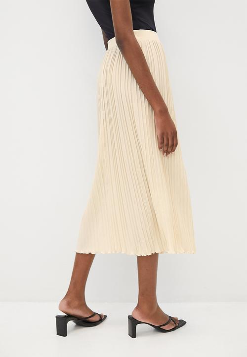 VELVET - Knit pleated midi skirt - stone