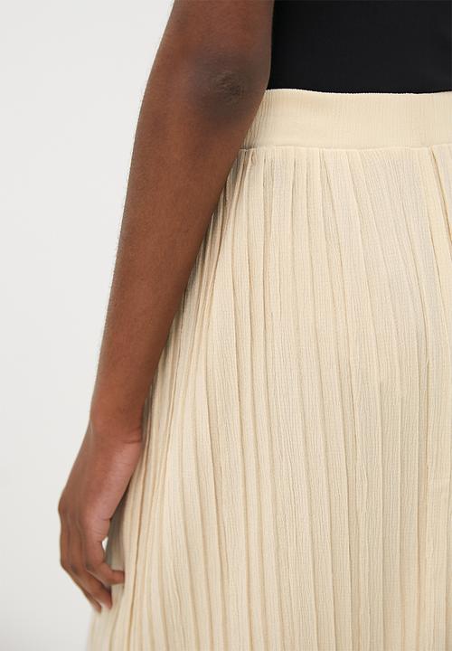VELVET - Knit pleated midi skirt - stone