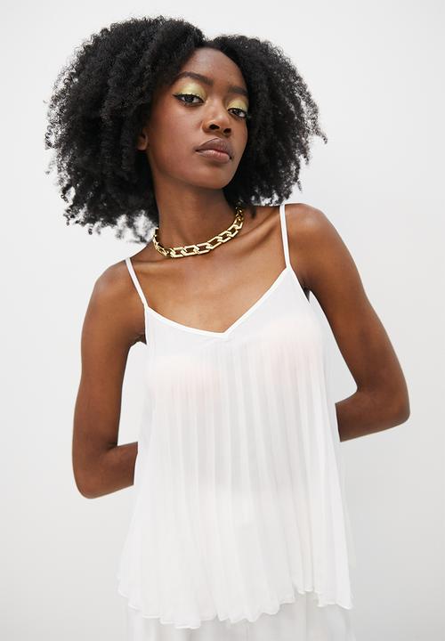 VELVET - Pleated cami blouse - milk