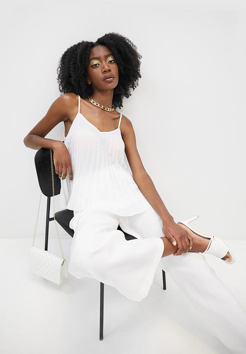 VELVET - Pleated cami blouse - milk