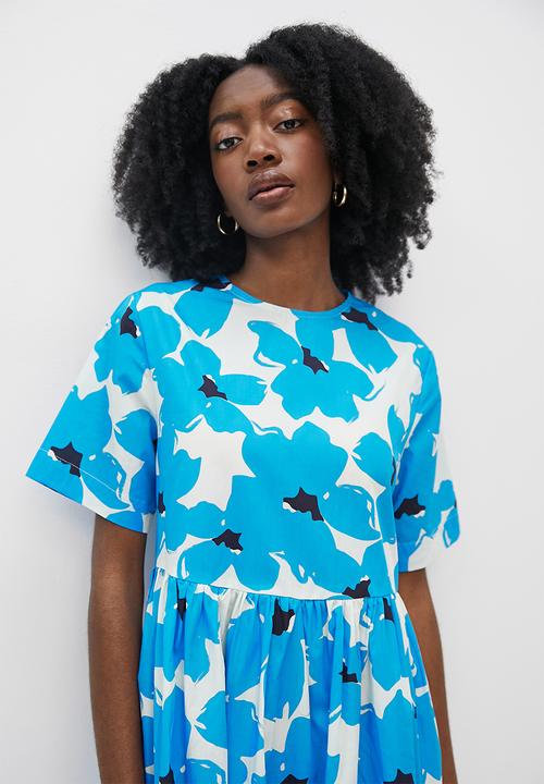 Superbalist - Baby doll midi - cyan bold flower