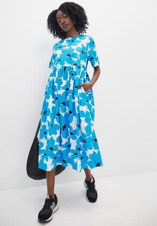 Superbalist - Baby doll midi - cyan bold flower