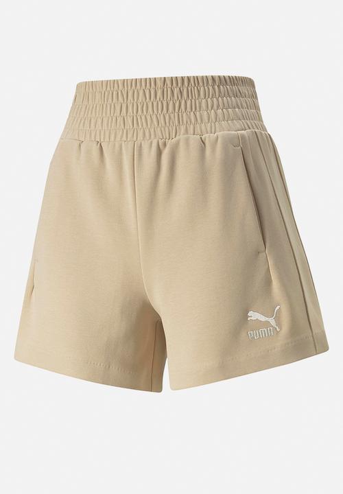 PUMA - T7 high waist shorts dk - light sand