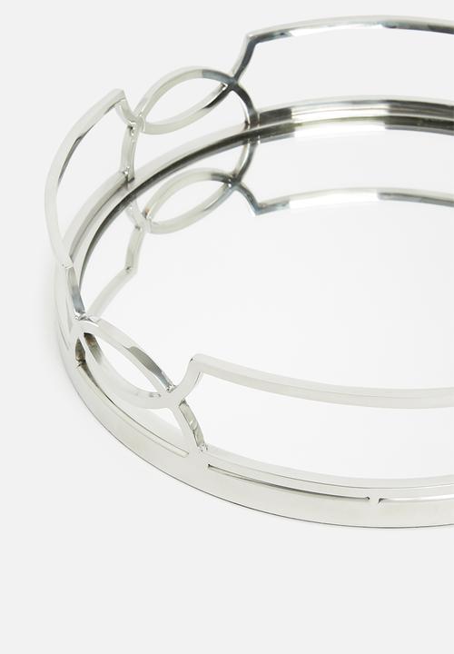 Sixth Floor - Round mirror tray - silver