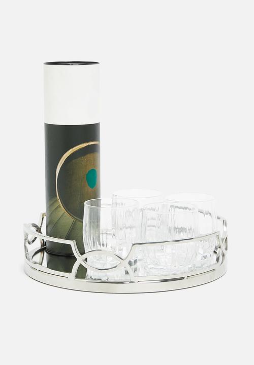 Sixth Floor - Round mirror tray - silver