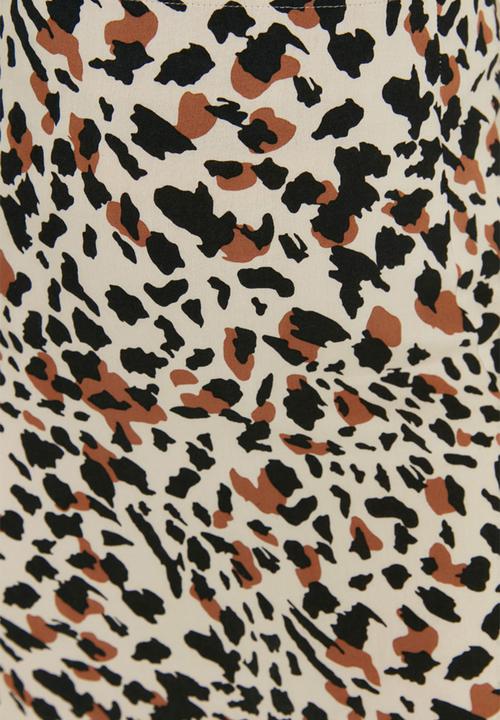 Trendyol - Plus print slit detail skirt - beige
