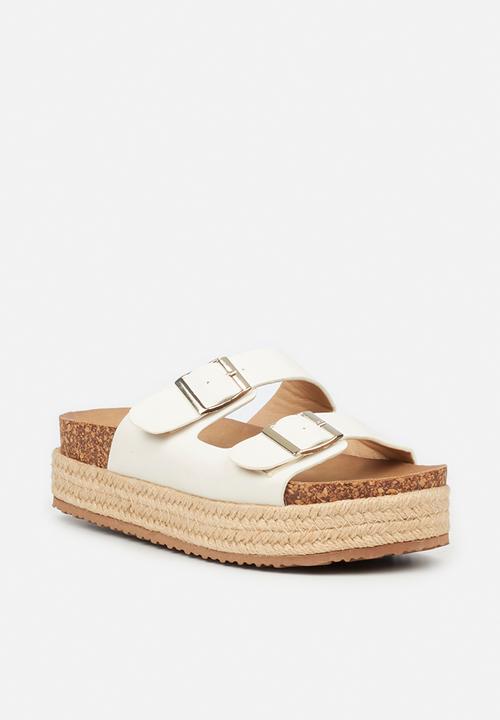Butterfly Feet - Aloe 1 flatform espadrille slide - white