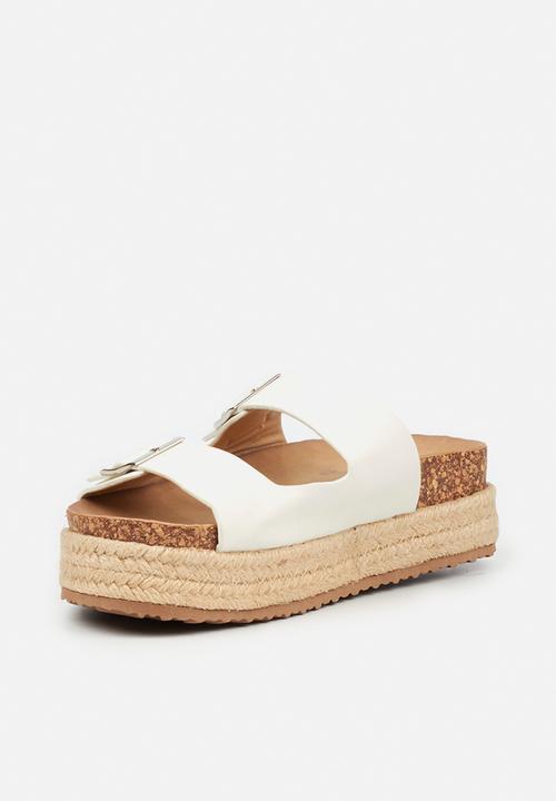 Butterfly Feet - Aloe 1 flatform espadrille slide - white