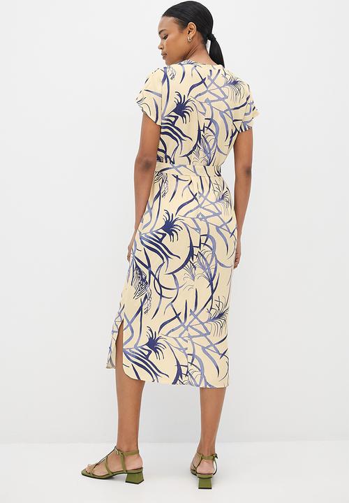 edit - Drop shoulder woven midi tunic - neutral & blue