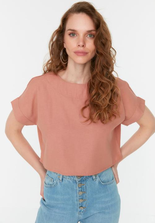 Trendyol - Loose fit crop blouse - camel