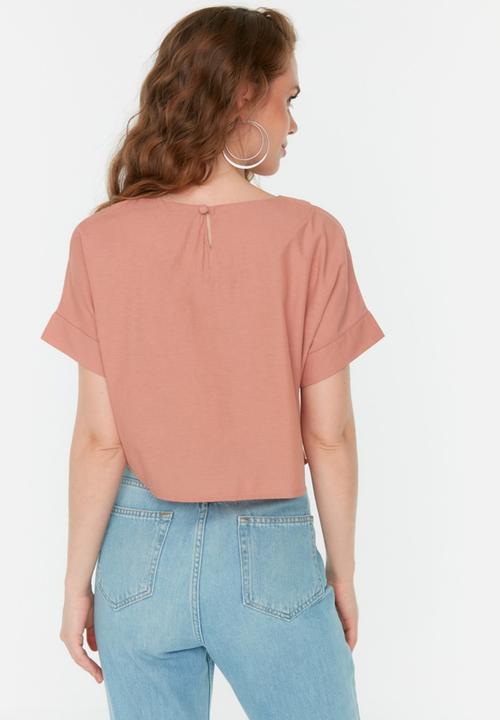 Trendyol - Loose fit crop blouse - camel