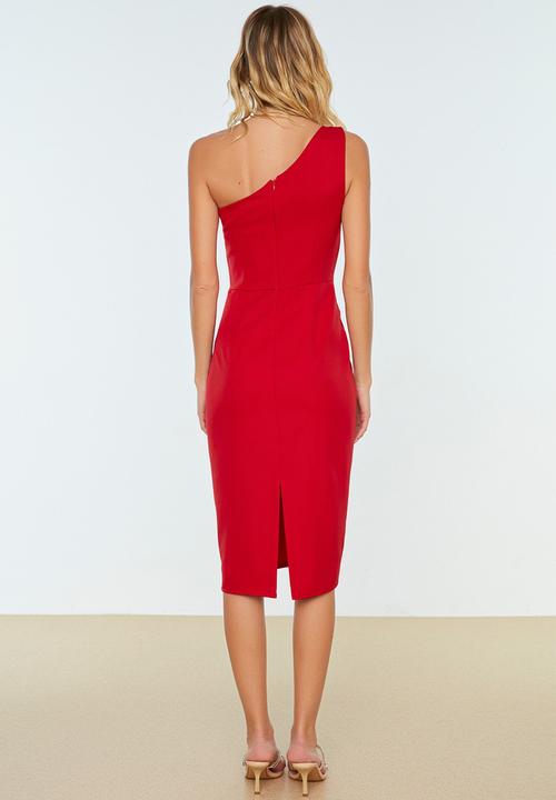 Trendyol - One shoulder ring detail dress - red
