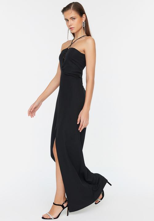 Trendyol - Halter neck maxi dress - black