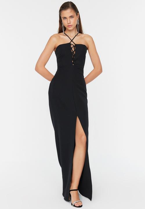 Trendyol - Halter neck maxi dress - black