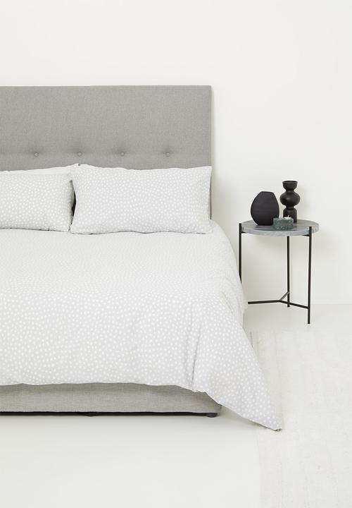 Sixth Floor - Dotty printed poly cotton duvet set - grey & white
