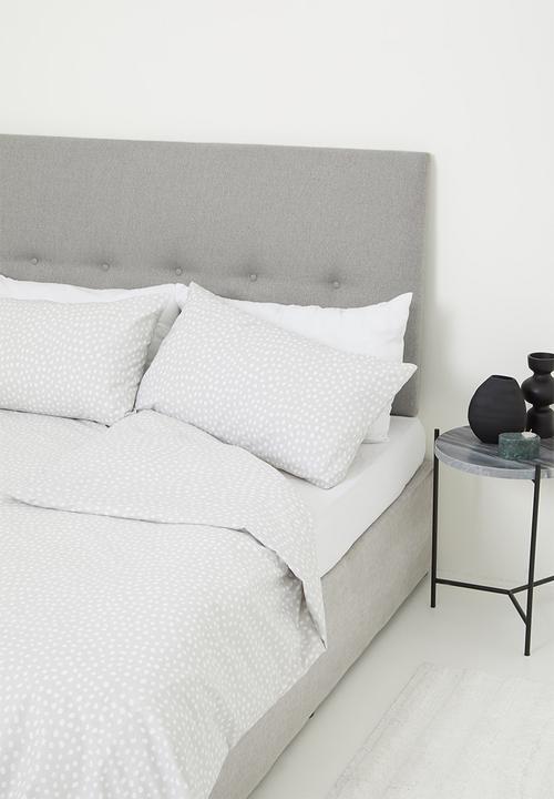 Sixth Floor - Dotty printed poly cotton duvet set - grey & white