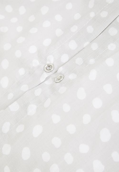 Sixth Floor - Dotty printed poly cotton duvet set - grey & white
