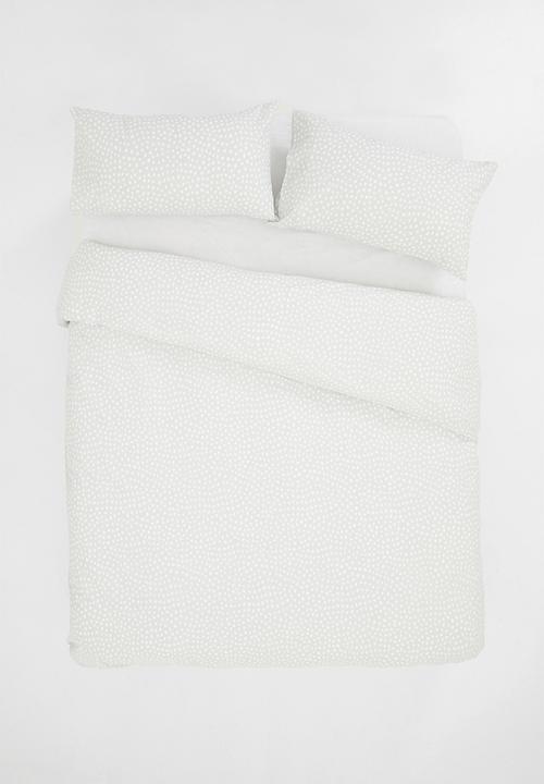 Sixth Floor - Dotty printed poly cotton duvet set - grey & white