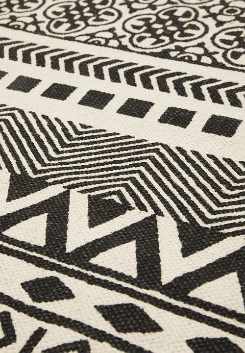 Sixth Floor - Block printed runner - black & neutral