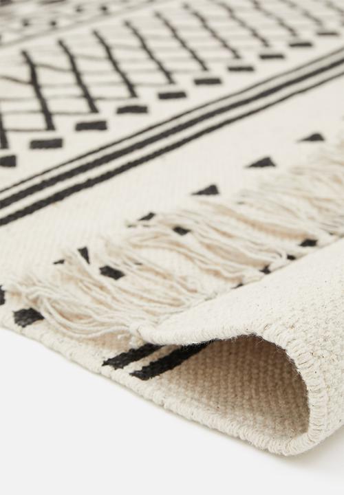 Sixth Floor - Block printed runner - black & neutral