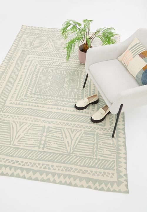 Sixth Floor - Block printed rug - blue