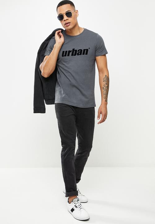 urban° - Urban flock logo T-shirt - charcoal