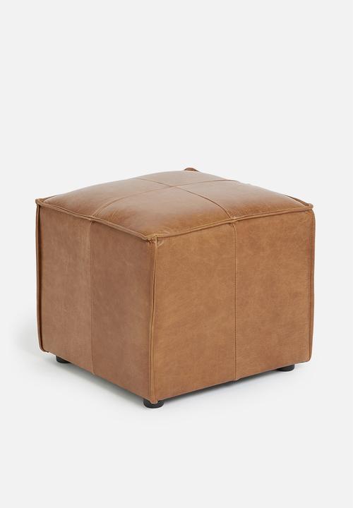 Sixth Floor - Leather ottoman - tan