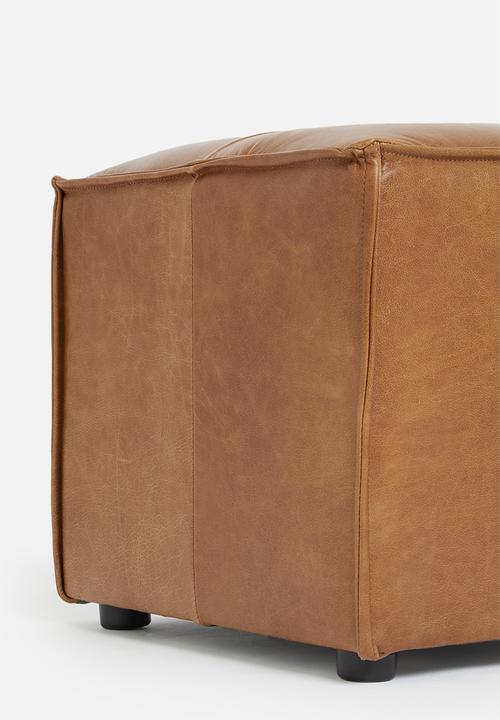 Sixth Floor - Leather ottoman - tan