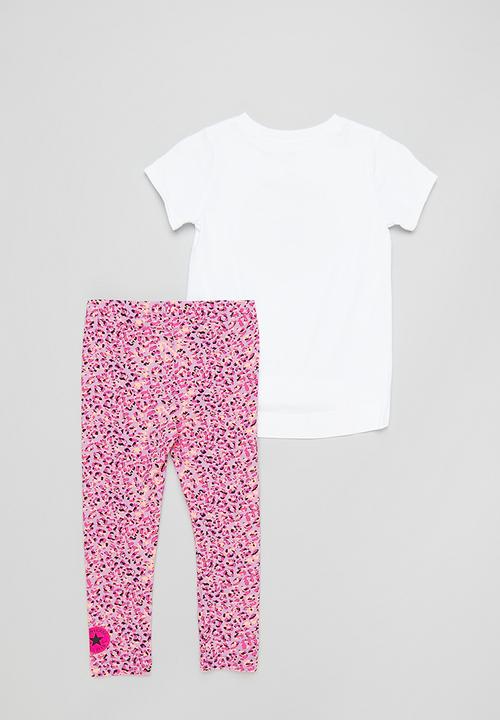 Converse - Cnvg tee & aop legging set - white & pink