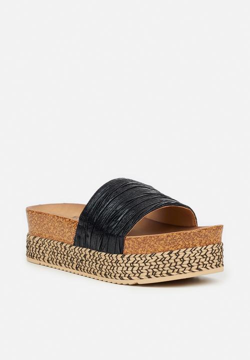 Butterfly Feet - Peacan 1 flatform espadrille slide - black