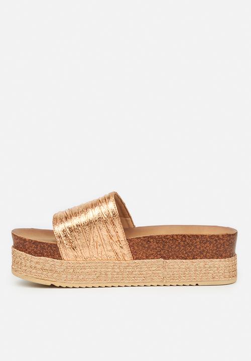 Butterfly Feet - Peacan 1 flatform espadrille slide - rose gold